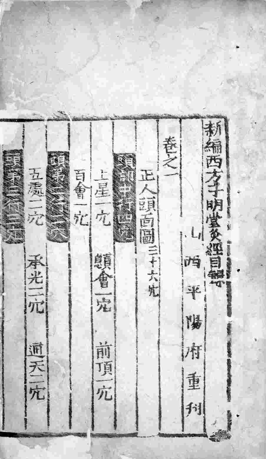 新编西方子明堂灸经  卷1